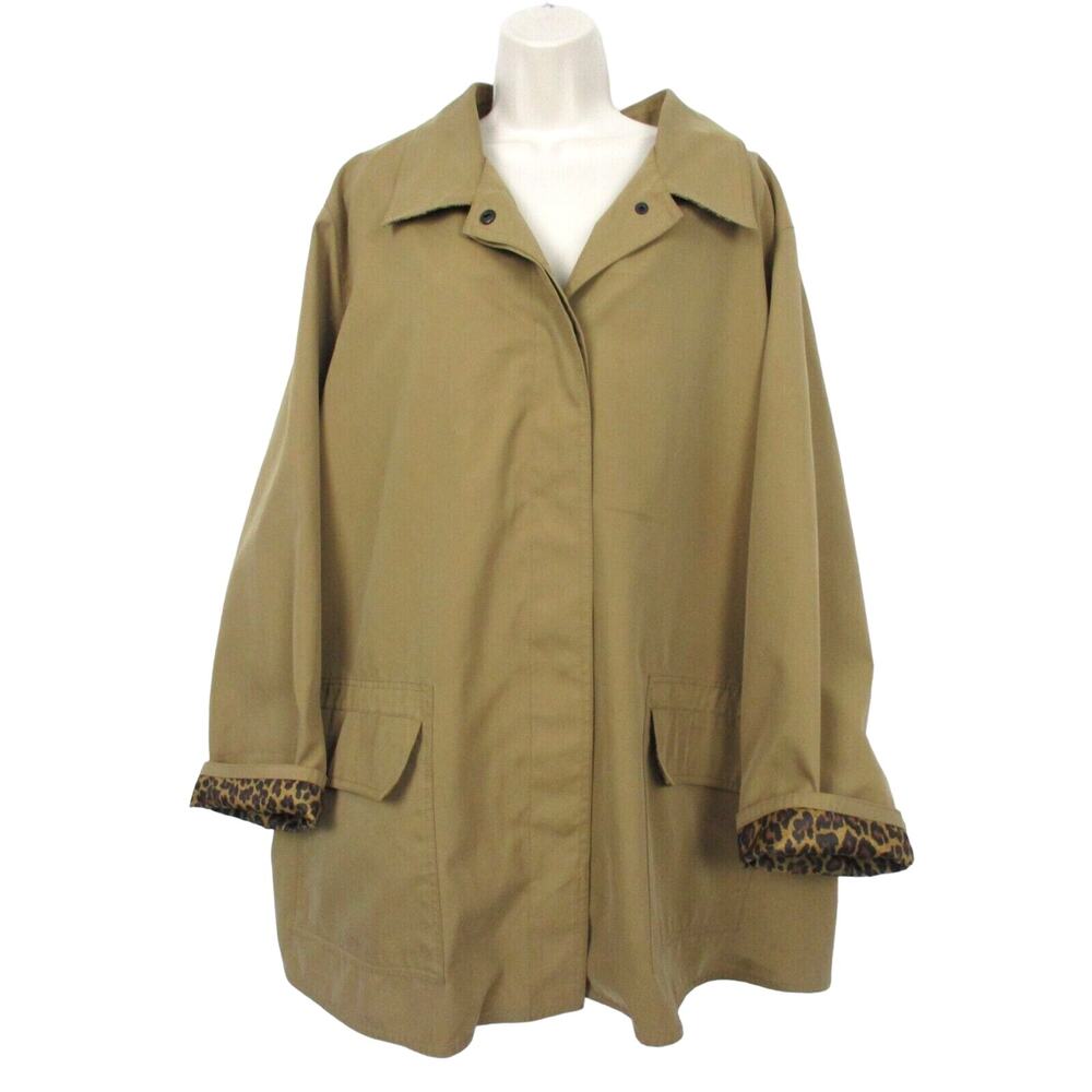 Dennis Basso 3X Womens Microfiber Jacket Leopard Lining Water Resistant A45651